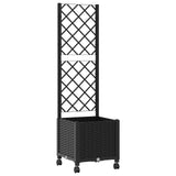 Garden Planter with Trellis&Wheels Black 40 x 40 x 146 cm PP 3422920
