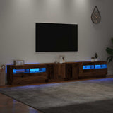 TV Cabinet with LED Lights Old Wood 260x35x40 cm Engineered Wood 3329167