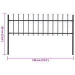 ZNTS Garden Fence with Spear Top Steel 1.8 m Black 144923