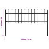 ZNTS Garden Fence with Spear Top Steel 1.8 m Black 144923