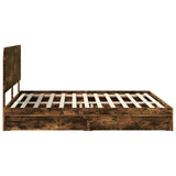 Storage Bed with Drawer Smoked Oak 180 x 200 cm Engineered Wood 3412662