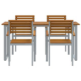 Garden Dining Set 5 pcs Grey and brown Solid acacia wood 3284345