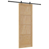 Sliding Door Natural and Black 83 x 232 cm Solid Pine Wood 3445517