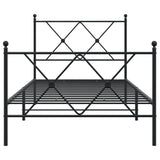 Metal Bed Frame without Mattress with Footboard Black 90x200cm 376513