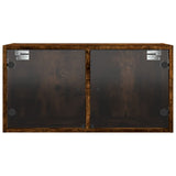 Wall Cabinets with Glass Doors 2 pcs Smoked Oak 68.5x37x35 cm 836506