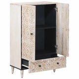 High Board with Shelf White 60 x 33.5 x 100 cm Solid Mango Wood 4018398
