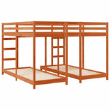 Triple Bunk Bed Frame Wax Brown 200 x 200 cm Solid Pine Wood 3414560