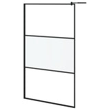 Walk-in Shower Wall with Shelf Black 115x195 cm ESG Glass&Aluminium 3185483