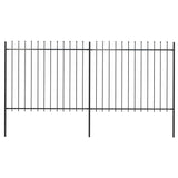 Garden Fence with Spear Top Steel 359x150 cm Black 277630