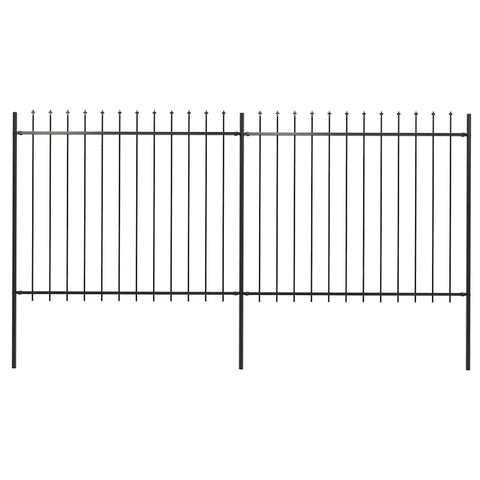 Garden Fence with Spear Top Steel 359x150 cm Black 277630