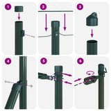Embedded Fence Post 7 pcs Green Powder-Coated Steel 42004190