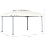 ZNTS Gazebo with LED String Lights 400x300 cm Cream Aluminium 3070351