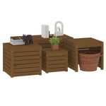 4 Piece Garden Box Set Honey Brown Solid Wood Pine 3154669