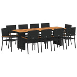 Garden Dining Set 11 pcs Black Poly Rattan 3365422