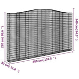 Arched Gabion Baskets 3 pcs 400x30x220/240 cm Galvanised Iron 3145905