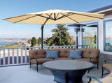 Round Umbrella Parasol W/ Tilt 360&deg Rotation and Hand Crank Cross Base-Beige T3398P318567