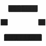 TV Cabinet Set 7 pcs Black Oak Engineered Wood 3393409