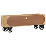 TV Cabinet with Wheels 110x30x37 cm Rough Mango Wood 328317