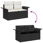 Garden Sofa with Cushion Black 141 x 62 x 69cm Poly Rattan 42006702
