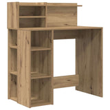Desk with Shelf Artisan Oak 90 x 48 x 101.5 cm Engineered Wood 869529