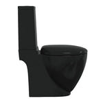 WC Ceramic Toilet Bathroom Round Toilet Bottom Water Flow Black 3059889