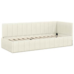 Corner Bed Frame with Headboard Cream 80 x 200 cm Velvet 42016294