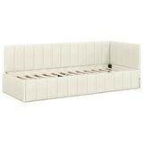 Corner Bed Frame with Headboard Cream 80 x 200 cm Velvet 42016294
