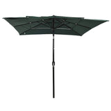 313837 3-Tier Garden Parasol with Aluminium Pole Green 2,5x2,5 m