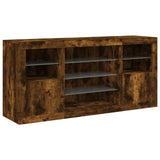 Sideboard with LED Lights Smoked Oak 142.5x37x67 cm 3209090