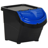 Stackable Waste Bins with Lids 3 pcs Black PP 78 L 364069