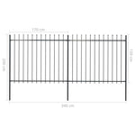 ZNTS Garden Fence with Spear Top Steel 3.4x1.5 m Black 277630