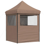 Foldable Party Tent Pop-Up with 4 Sidewalls Brown 4005004