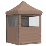 Foldable Party Tent Pop-Up with 4 Sidewalls Brown 4005004