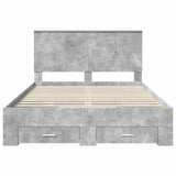 Bed Frame Concrete Grey 135 x 190 cm Engineered Wood 3411317