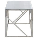 Coffee Table Silver Stainless Steel and Tempered Glass 349939