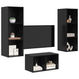 TV Cabinet Set Black Oak 37 x 37 x 107 cm Engineered Wood 3393364
