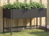 Garden Planter with Shelf Black Poly Rattan 366384