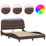 Bed Frame with LED without Mattress "Hvar" Brown 140x190 cm 3213929