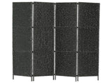 4-Panel Room Divider Black 154x160 cm Water Hyacinth 247349