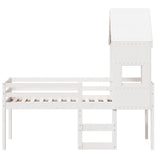 High Sleeper Bed without Mattress White 90x190 cm Single Solid Wood Pine 3282017