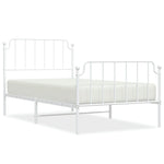 ZNTS Metal Bed Frame without Mattress with Footboard White 100x190cm 373948