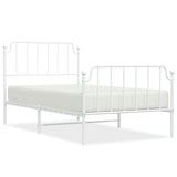 ZNTS Metal Bed Frame without Mattress with Footboard White 100x190cm 373948