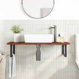 Basin Shelf Wall Mounted Steel and Solid Wood Oak 3302405