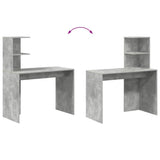 Desk with Shelf Concrete Grey 102 x 50 x 124 cm Engineered Wood 869357