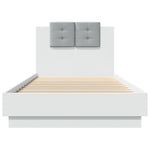 ZNTS Bed Frame with LED without Mattress White 90x200 cm 3210031