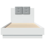 ZNTS Bed Frame with LED without Mattress White 90x200 cm 3210031