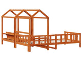 Day Bed Set 3 pcs Wax Brown Solid Pine Wood 3422712