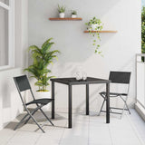 Garden Dining Set Folding 3 pcs Black Powder-Coated Steel 3379373