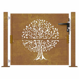 Garden Gate 100x125 cm Corten Steel Tree Design 153216