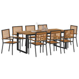 Garden Dining Set 9 pcs Black Solid Acacia Wood 3365469